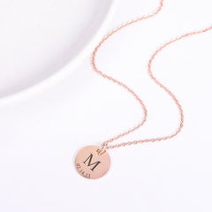 Personalized Initial Disc Name Necklace, Multiple Initial and Date Necklace Charms for Jewelry Necklace Stainless Steel Customized Mom Gift