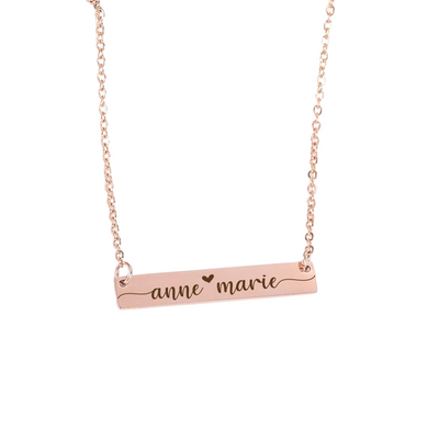 Bar Necklace Personalized, Heart Silver Gold Rose Gold Plated 304 Stainless Steel Dainty Bar Necklace in Minimalist Style