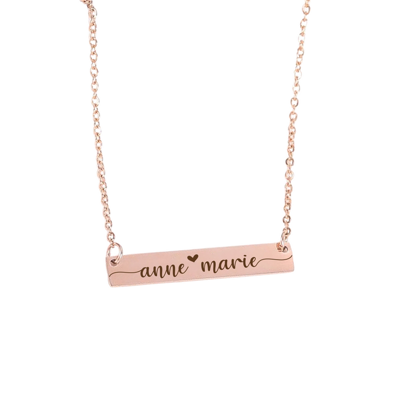 Bar Necklace Personalized, Heart Silver Gold Rose Gold Plated 304 Stainless Steel Dainty Bar Necklace in Minimalist Style