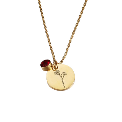 Personalized Birth Flower Necklace with Birthstone - Minimalist Jewelry Gift for Birthday, Anniversary, Mother's Day, Girlfriend