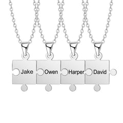 Personalized Puzzle Pendant Necklace in Silver, Gold, Rose Gold and Elegant Cable Type Chain, Trendy Style for All Occasions