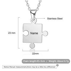 Personalized Puzzle Pendant Necklace in Silver, Gold, Rose Gold and Elegant Cable Type Chain, Trendy Style for All Occasions
