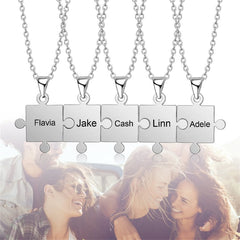 Personalized Puzzle Pendant Necklace in Silver, Gold, Rose Gold and Elegant Cable Type Chain, Trendy Style for All Occasions