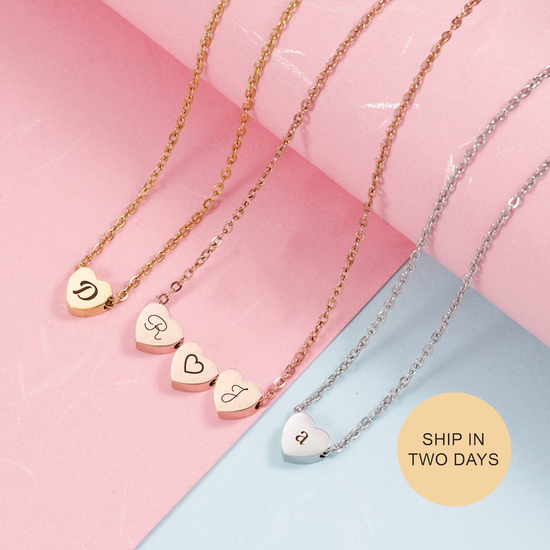 Personalized Initial Heart Necklace - Custom Mother's Day Gift - Dainty Minimalist Style - Initial Necklace