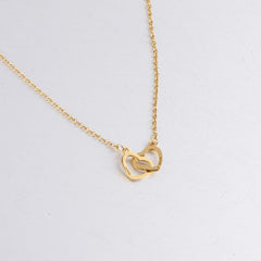 Double Heart Intertwined Necklace, Linked Love Hearts Necklace, Silver Heart Necklace, Gold Heart Necklace, Anniversary Gift, Gift for Her