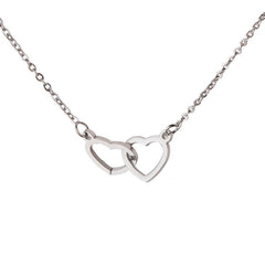Double Heart Intertwined Necklace, Linked Love Hearts Necklace, Silver Heart Necklace, Gold Heart Necklace, Anniversary Gift, Gift for Her