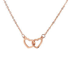 Double Heart Intertwined Necklace, Linked Love Hearts Necklace, Silver Heart Necklace, Gold Heart Necklace, Anniversary Gift, Gift for Her