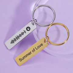 Personalized Spotify Code Keychain,Custom Music Bar Key Ring Gift for Him or Her, Laser Engraved Stainless Steel Tag,Couple Anniversary Gift