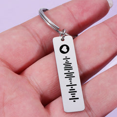 Personalized Spotify Code Keychain,Custom Music Bar Key Ring Gift for Him or Her, Laser Engraved Stainless Steel Tag,Couple Anniversary Gift