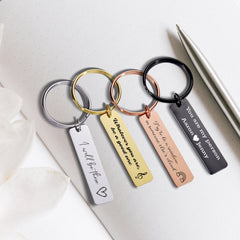 Personalized Stainless Steel Keychain, Custom Engraved Quote Keyring, Minimalist Gift for Him or Her, Couple Friendship Present