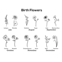 Personalized Birth Flower Necklace, Custom Family Birthstone Jewelry with Names Engraved Floral Pendant, Gift for Mom, Birthday Mother’s Day