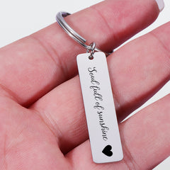 Personalized Stainless Steel Keychain, Custom Engraved Quote Keyring, Minimalist Gift for Him or Her, Couple Friendship Present