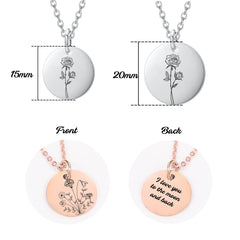 Personalized Birth Flower Necklace, Custom Family Birthstone Jewelry with Names Engraved Floral Pendant, Gift for Mom, Birthday Mother’s Day
