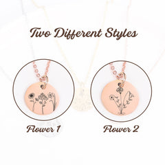 Personalized Birth Flower Necklace, Custom Family Birthstone Jewelry with Names Engraved Floral Pendant, Gift for Mom, Birthday Mother’s Day