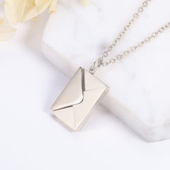 Personalized Envelope Locket Necklace, Custom Engraved Letter Pendant, Secret Message Jewelry for Her, Anniversary Gift, Love Note Necklace