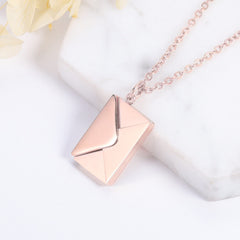 Personalized Envelope Locket Necklace, Custom Engraved Letter Pendant, Secret Message Jewelry for Her, Anniversary Gift, Love Note Necklace
