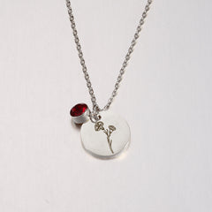 Personalized Birth Flower Necklace with Birthstone, Custom Name Floral Jewelry Gift for Her, Engraved Pendant for Birthday, Mother’s Day