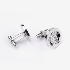 Custom Pet Portrait Cufflinks Personalized Dog or Cat Engraved Cuff Links, Memorial Gift for Pet Lovers,Men’s Wedding Accessory Gift for Him