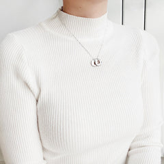 Personalized Old English Initial Disc Necklace Multiple Initial Date Charm Stainless Steel