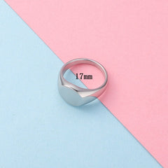 Custom Initial Signet Ring, Personalized Engraved Stainless Steel Ring, Unisex Gold Silver Ring, Romantic Gift for Couples