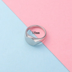 Personalized Initial Signet Ring – Custom Laser Engraved Stainless Steel Ring, Gold Silver Statement Ring, Unisex Gift