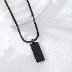 Custom Initial Tag Necklace, Engraved Box Chain Pendant, Personalized Stainless Steel Jewelry for Men, Minimalist Gift for Him