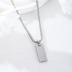 Custom Initial Tag Necklace, Engraved Box Chain Pendant, Personalized Stainless Steel Jewelry for Men, Minimalist Gift for Him