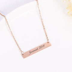 Bible Verse Bar Necklace • Custom Scripture Necklace • Personalized Christian Jewelry • Faith Gift for Her • Engraved Bar Pendant