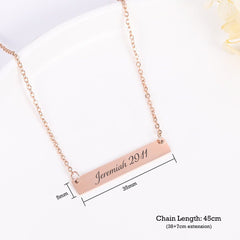 Bible Verse Bar Necklace • Custom Scripture Necklace • Personalized Christian Jewelry • Faith Gift for Her • Engraved Bar Pendant