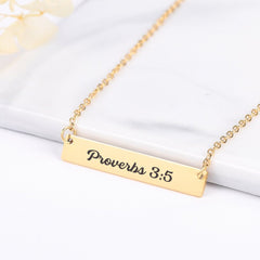 Bible Verse Bar Necklace • Custom Scripture Necklace • Personalized Christian Jewelry • Faith Gift for Her • Engraved Bar Pendant
