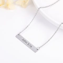 Bible Verse Bar Necklace • Custom Scripture Necklace • Personalized Christian Jewelry • Faith Gift for Her • Engraved Bar Pendant