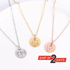 Personalized Birth Flower Necklace, Custom Family Birthstone Jewelry with Names Engraved Floral Pendant, Gift for Mom, Birthday Mother’s Day