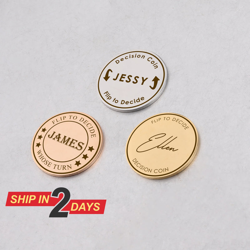 Personalized Decision Coin, Custom Flip Coin for Couples, Funny Gift for Boyfriend or Girlfriend, Engraved Coin Keepsake, Anniversary Gift