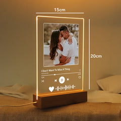 Custom Picture Music Plaque, Personalized Night Lamp Music Plaque, Anniversary Gift for Him, Valentines Day Gifts