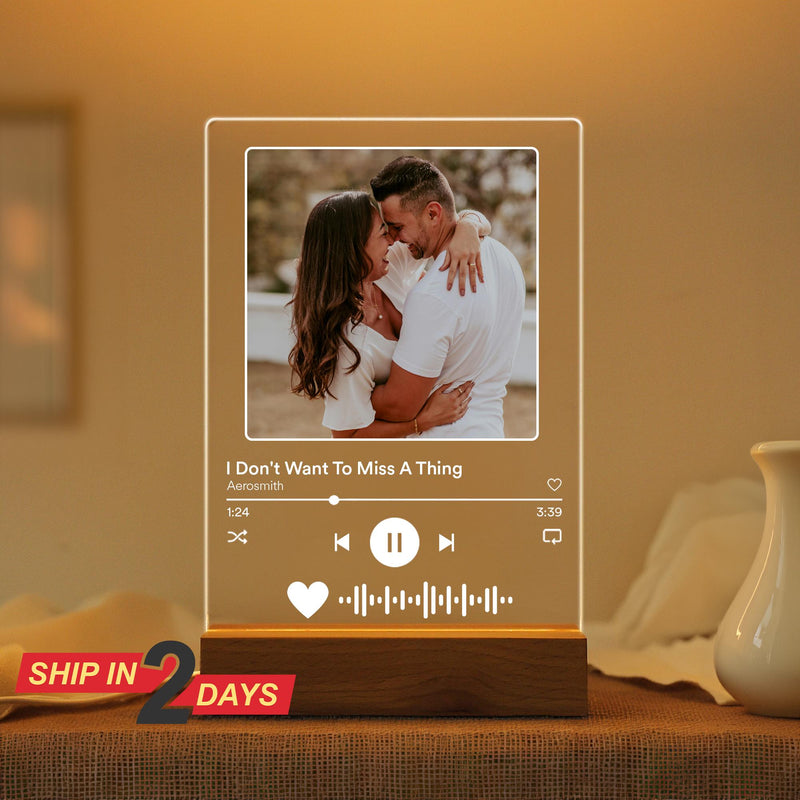 Custom Picture Music Plaque, Personalized Night Lamp Music Plaque, Anniversary Gift for Him, Valentines Day Gifts