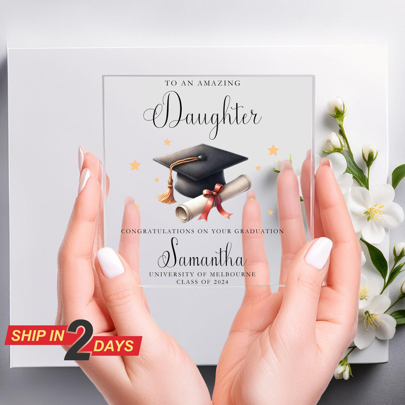 Personalized Graduation Gift for Daughter, Custom Acrylic Plaque with Name and University, Graduation Decoration for Her