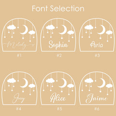 Personalized Moon Night Light for Kids Room, Custom Name Nursery Lamp, Baby Nightlight with Wooden Base, Gift for Newborn or Baby Shower