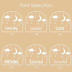 Personalized Moon Night Light for Kids Room, Custom Name Nursery Lamp, Baby Nightlight with Wooden Base, Gift for Newborn or Baby Shower