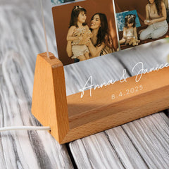 Personalized Night Lamp Photo Plaque, Custom Collage Picture 15x20cm Acrylic Stand, UV-Print, Mother's Day Gifts, Couple Gifts,