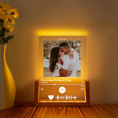 Custom Spotify Song Plaque Night Light – Personalised Photo Lamp, Music Gift, Engraved Song Lyric, Anniversary Gift Couples Gift for Him Her
