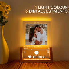 Custom Spotify Song Plaque Night Light – Personalised Photo Lamp, Music Gift, Engraved Song Lyric, Anniversary Gift Couples Gift for Him Her