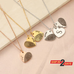 Personalized Fingerprint Heart Necklace, Custom Engraved Memorial Jewelry,Stainless Steel Pendant with Name, Gift for Mom, Dad, or Loved One