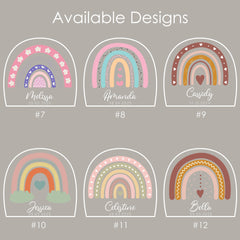 Personalized Rainbow Night Light for Kids, Custom Name Boho Nursery Lamp with Wooden Base, Baby Shower Gift, Child’s Room Nightlight Decor