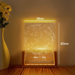 Personalized Star Map Night Light, Custom Constellation Lamp with Names and Date, Romantic Gift for Couples, Wedding or Valentine’s Day