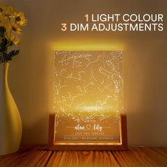Personalized Star Map Night Light, Custom Constellation Lamp with Names and Date, Romantic Gift for Couples, Wedding or Valentine’s Day