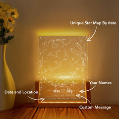 Personalized Star Map Night Light, Custom Constellation Lamp with Names and Date, Romantic Gift for Couples, Wedding or Valentine’s Day