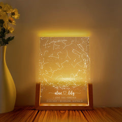 Personalized Star Map Night Light, Custom Constellation Lamp with Names and Date, Romantic Gift for Couples, Wedding or Valentine’s Day