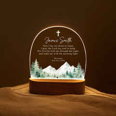 Personalized Baptism Night Light for Baby, Custom Christian Nursery Lamp with Bible Verse, Baby Dedication or Christening Gift