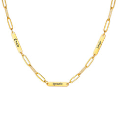 Personalized Paperclip Chain Name Necklace • Custom Engraved Bar Necklace • Minimalist Chain Jewelry Gift for Mom • Valentine’s Day Necklace