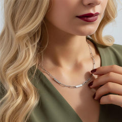 Personalized Paperclip Chain Name Necklace • Custom Engraved Bar Necklace • Minimalist Chain Jewelry Gift for Mom • Valentine’s Day Necklace